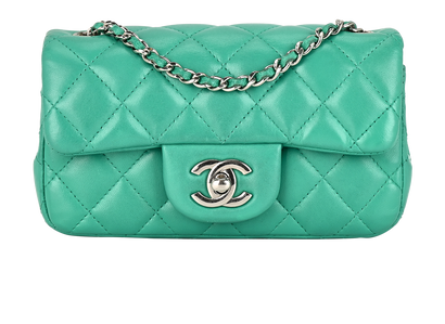 Mini Rectangle Flap, &pound;2,600, Handbags, Green, Lambskin Leather, Front view